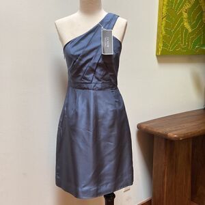 J.Crew 100% Silk Lucienne Blue Tafetta One Shoulder Bridesmaid Dress Size 0